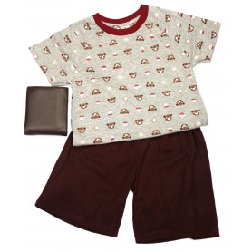 Summer Round Neck Bear Head Cartoon with Short Pant