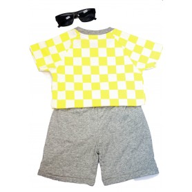 Summer Round Neck Grey Solid with Short Pant
