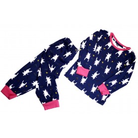 Unisex Cute Navy Blue Cartoon Long Sleeve Pajamas