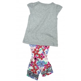 Summer Cute Full Flower Color Short Sleeve Long Pant Set