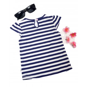 Summer Stripe with Lover Flower Short Sleeve Tee