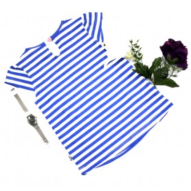 Summer Stripe with Lover Flower Short Sleeve Tee