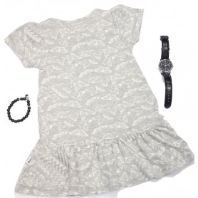 Fashion Grey Flower Dress