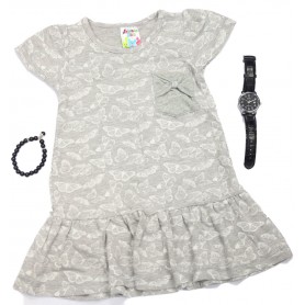 Fashion Grey Flower Dress