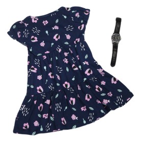 Fashion Navy Flower Short Sleeve Dress