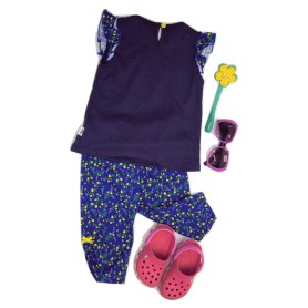 Summer Cute Cartoon Short Ruffle Long Pant Set