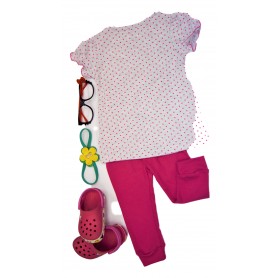 Summer Cute Giraffe Short Sleeve Long Pant Set