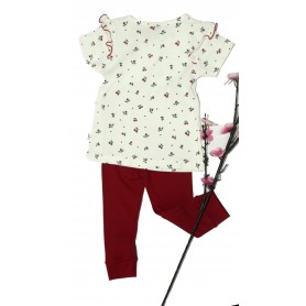 Summer Flower Short Sleeve Long Pant Set